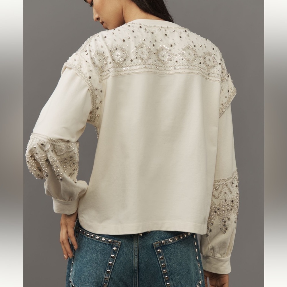 PILCRO ANTHROPOLOGIE RHINESTONE SWEATSHIRT 1X - Picture 3 of 6